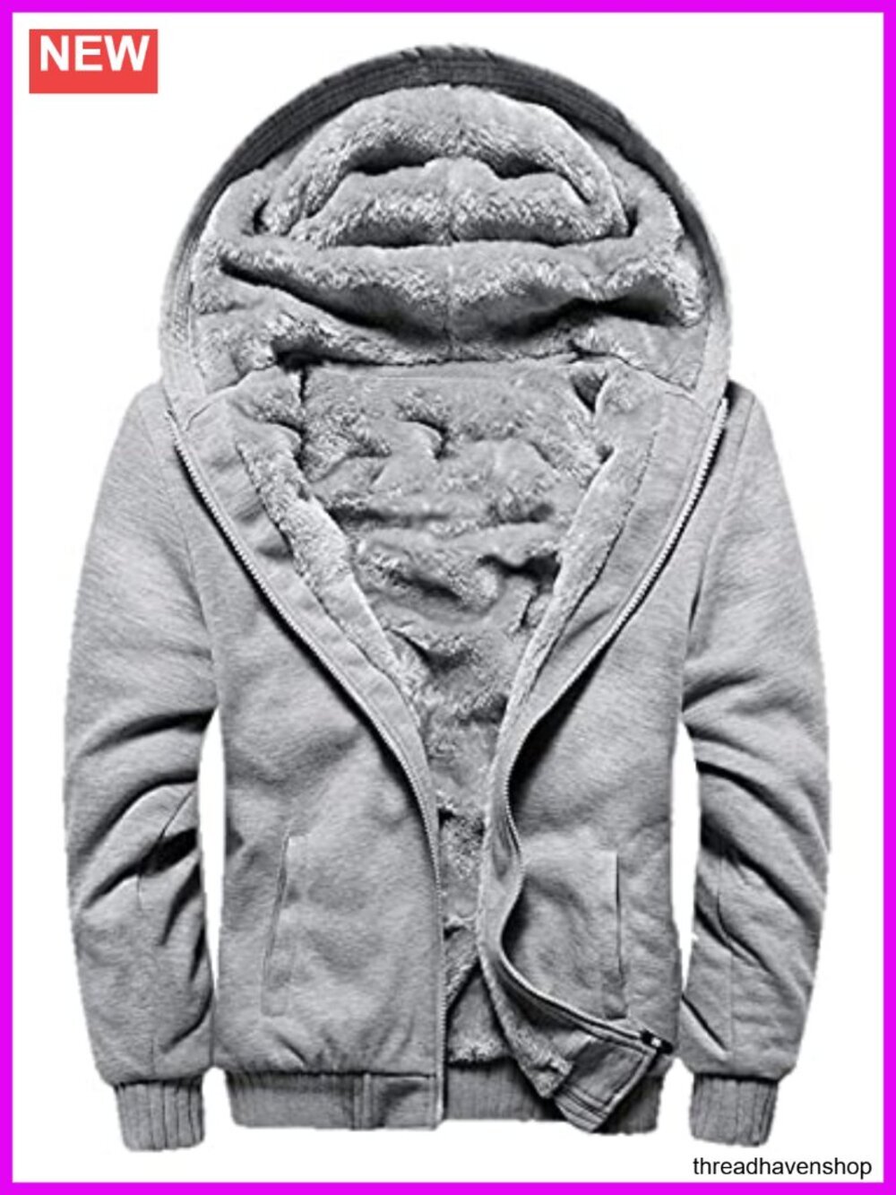 Fleece Sherpa Lined Hooded Coat Winter Thicken Warm Jacket